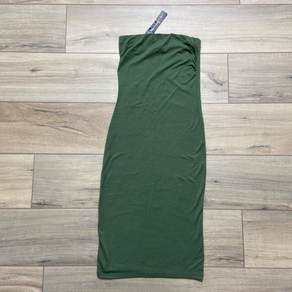 ABSOLUTELY LOVE IT S Womens Fitted Strapless‎ Dress Green Stretchy